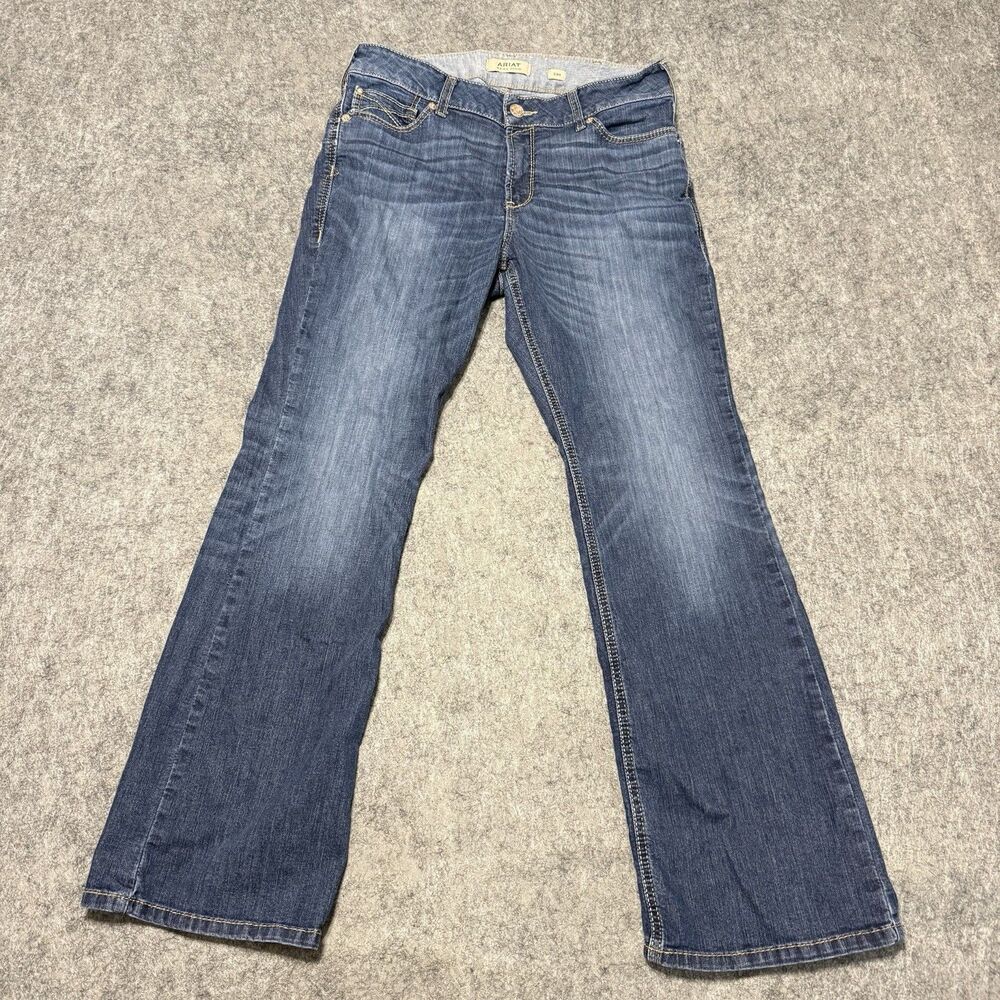 Ariat REAL Perfect Rise Boot Cut Jeans 33R Womens Stretch Blue Denim